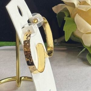 EXPRESS Gold Tone Textured Open Hoop Earnings 1.5 inch